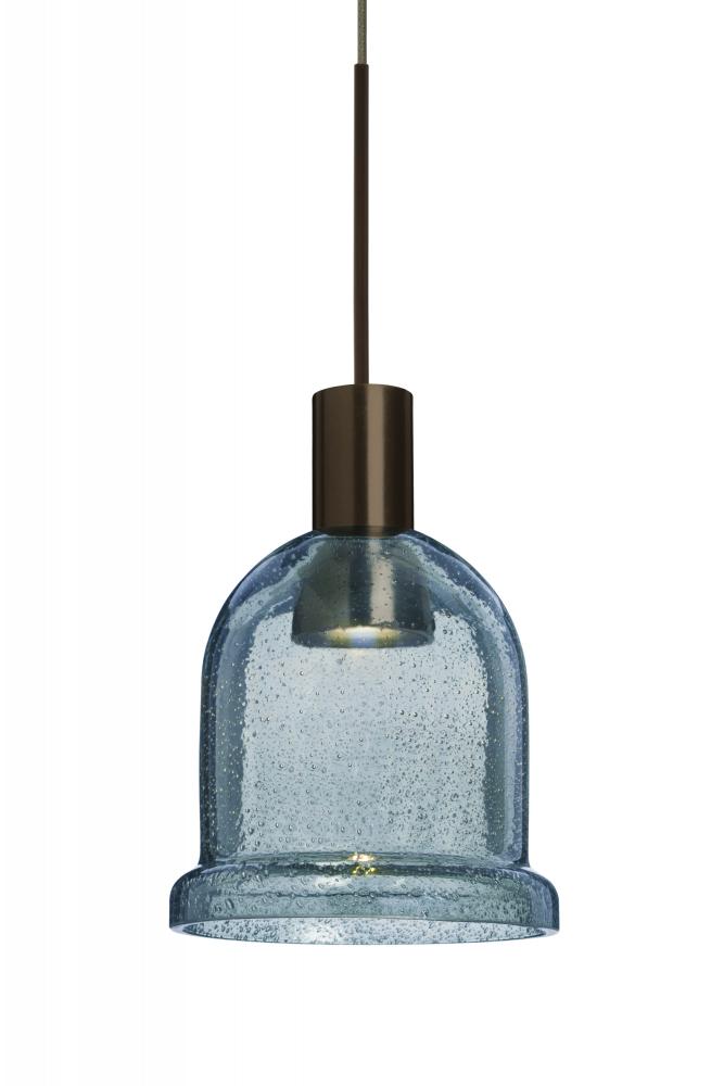 Besa, Kiba Cord Pendant, Blue Bubble, Bronze Finish, 1x3W LED