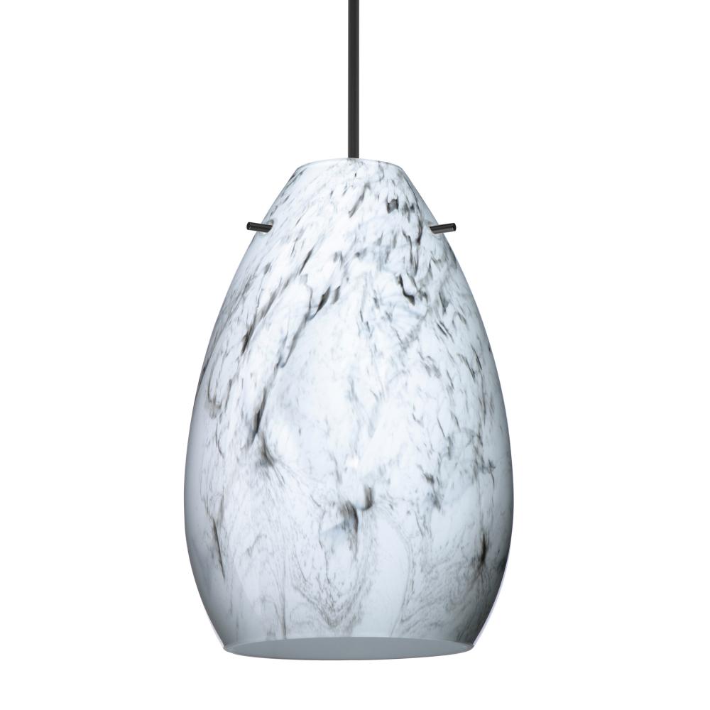 Besa Pendant Pera 6, Black Finish, Marble Grigio 1x5W LED