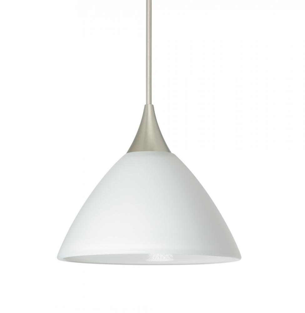 Besa Pendant Domi Satin Nickel White 1x50W Halogen, 15Ft. Cord