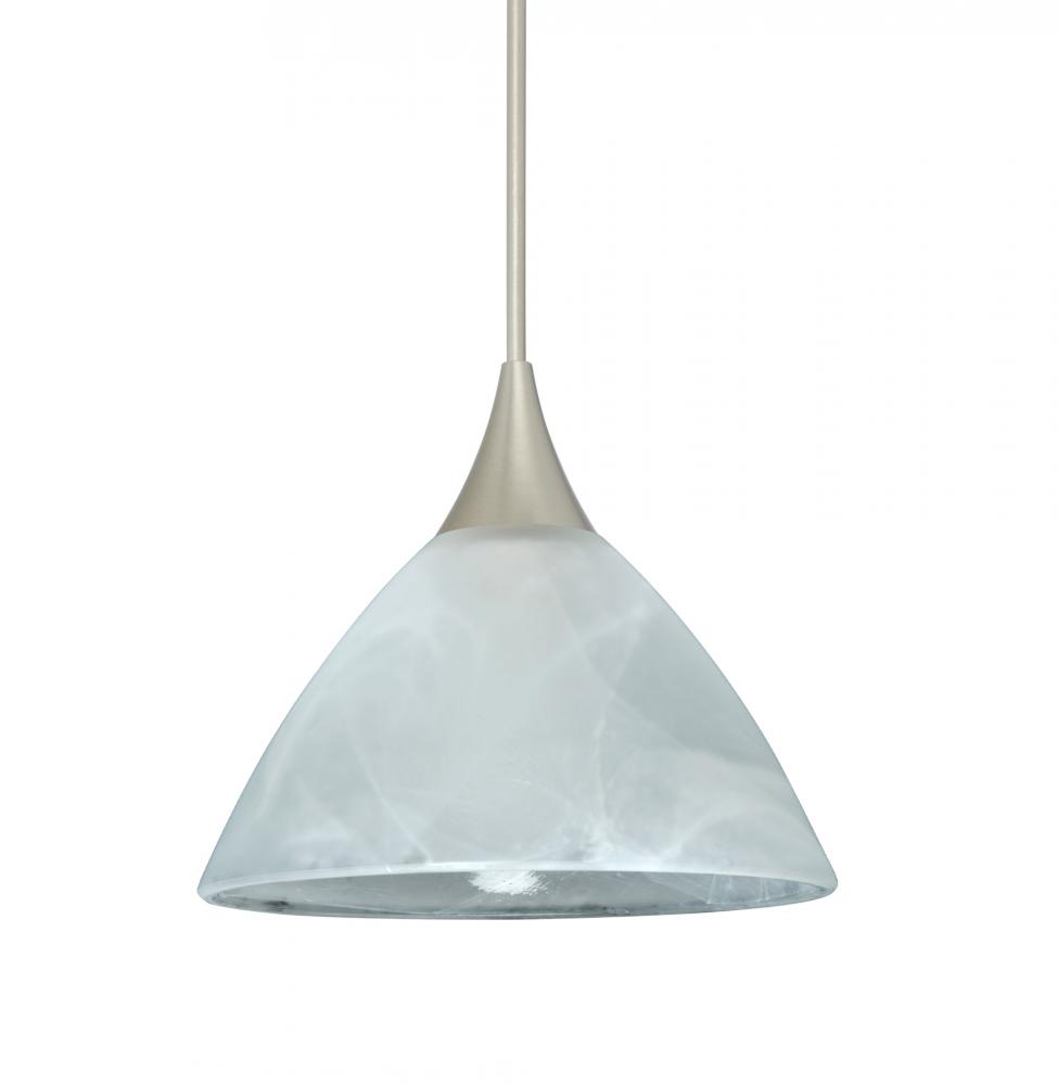 Besa Pendant Domi Satin Nickel Marble 1x50W Halogen, 15Ft. Cord