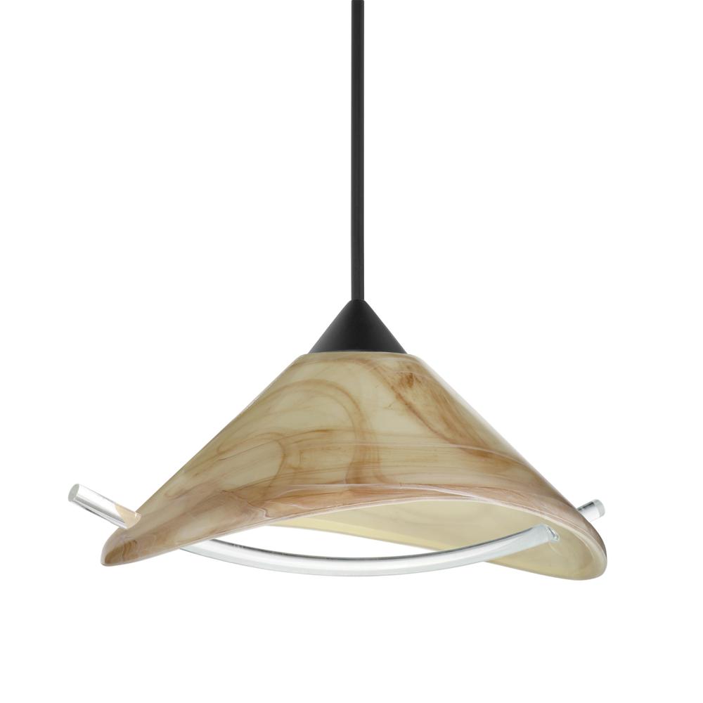 Besa Pendant Hoppi, Black Finish, Mocha/Clear 1x50W MAX GY6.35 Base