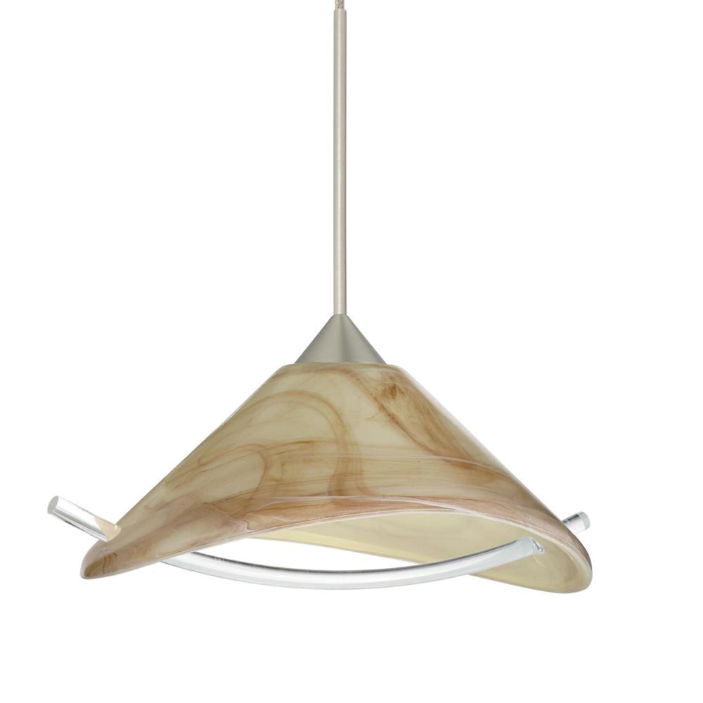 Besa Pendant Hoppi Satin Nickel Mocha/Clear 1x3W LED