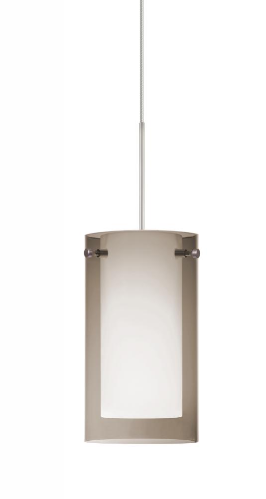 Besa Pendant Pahu 4 Satin Nickel Transparent Smoke/Opal 1x35W Halogen