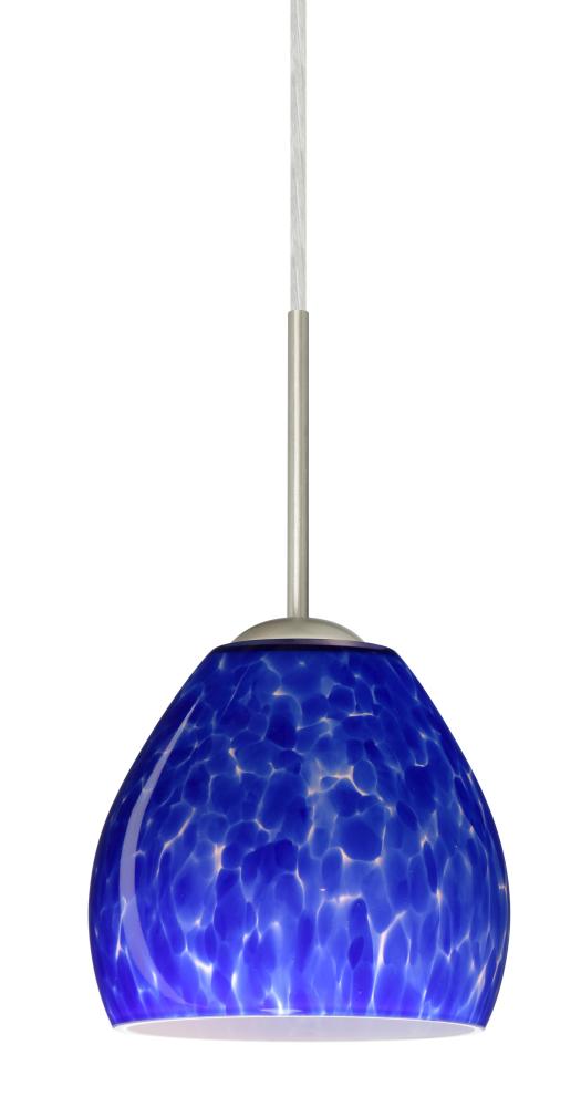 Besa Bolla LED Pendant Blue Cloud Satin Nickel 1x9W LED