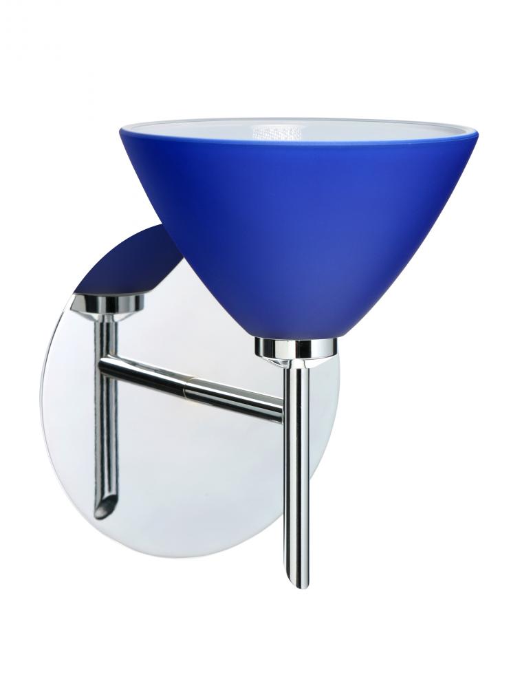 Besa, Domi Mini Sconce, Blue Matte, Chrome Finish, 1x5W LED