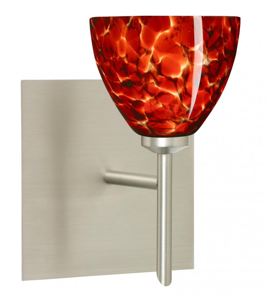 Besa Divi Wall With SQ Canopy 1SW Garnet Satin Nickel 1x5W LED