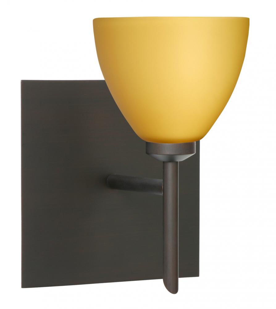 Besa, Divi Mini Sconce with Square Canopy, Vanilla Matte, Bronze Finish, 1x5W LED