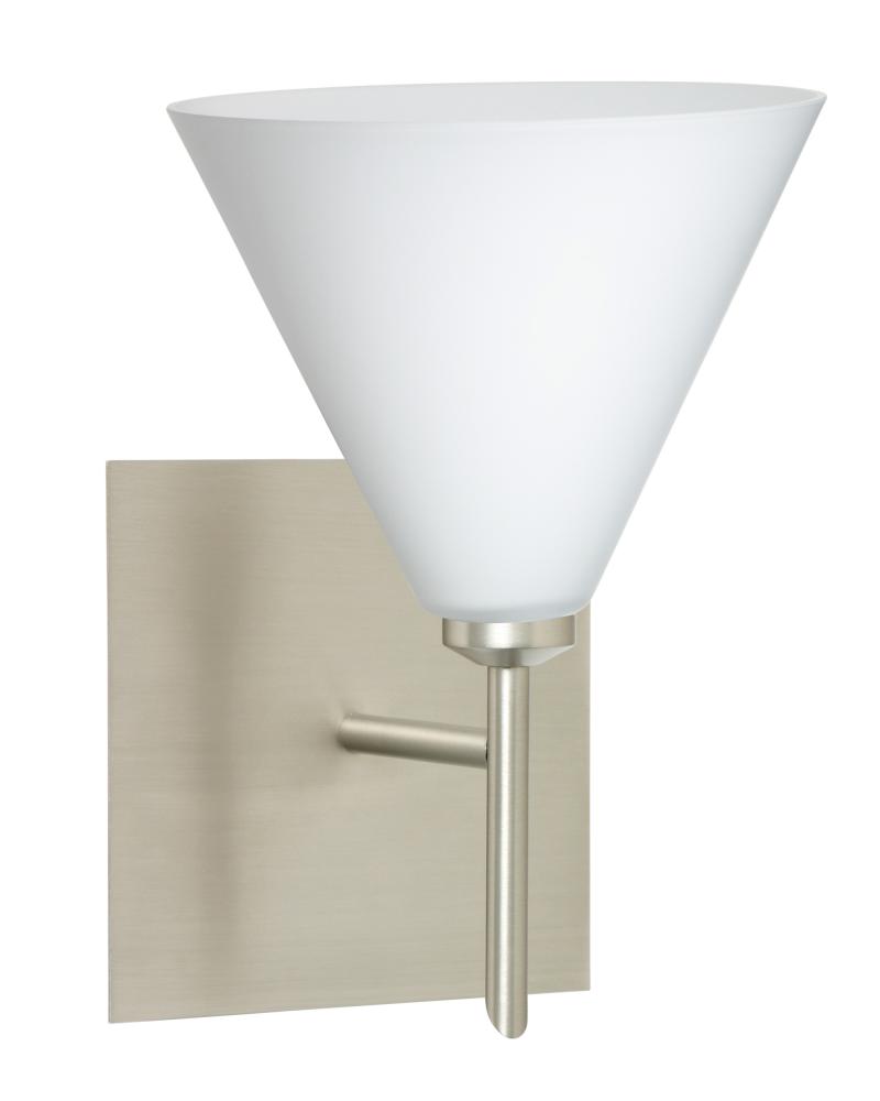 Besa Wall With SQ Canopy Kani Satin Nickel Opal Matte 1x5W LED