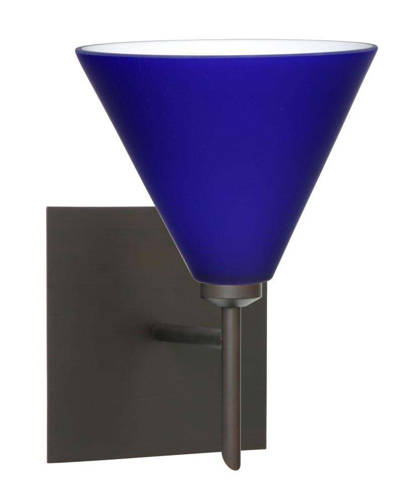 Besa Wall With SQ Canopy Kani Bronze Cobalt Blue Matte 1x5W LED