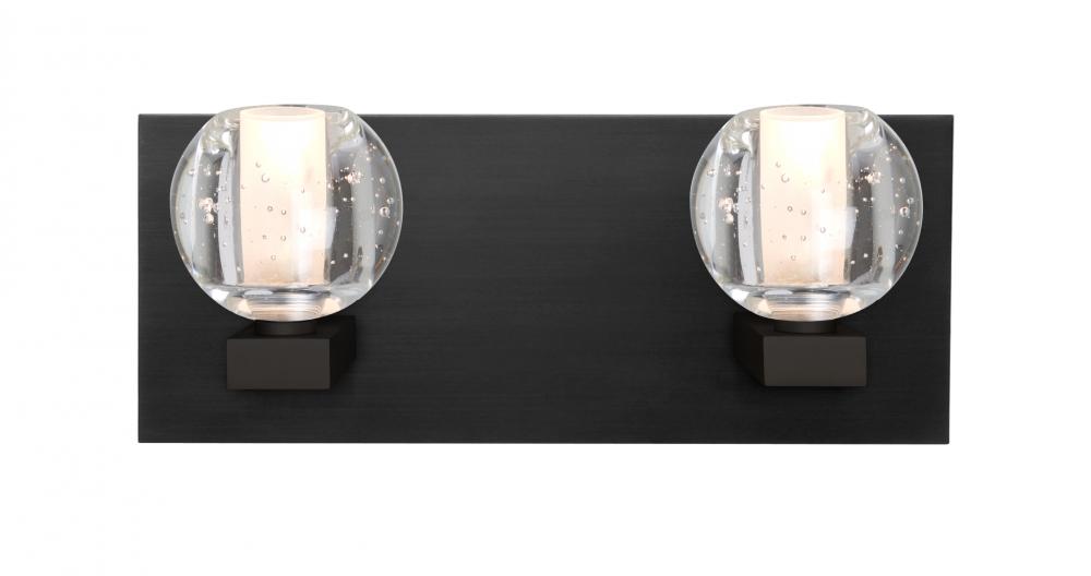 Besa, Boca Vanity, Clear Bubble, Black Finish, 2x40W G9 Base