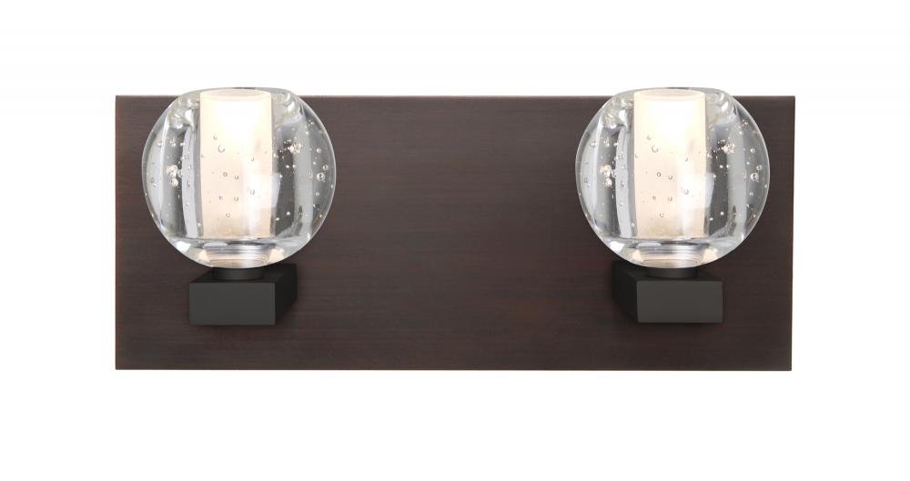 Besa, Boca Vanity, Clear Bubble, Bronze Finish, 2x40W Halogen