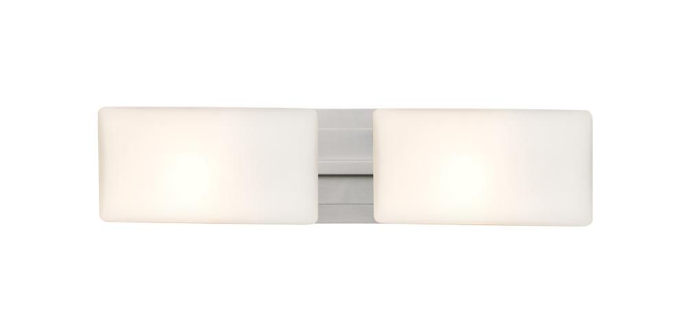 Besa, Lido Vanity, Opal Matte, Satin Nickel Finish, 2x9W LED