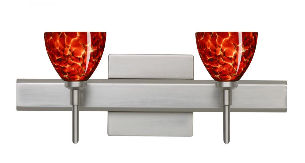 Besa Divi Wall With SQ Canopy 2SW Garnet Satin Nickel 2x5W LED