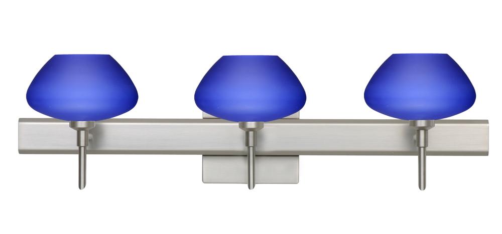 Besa Wall With SQ Canopy Peri Satin Nickel Blue Matte 3x5W LED