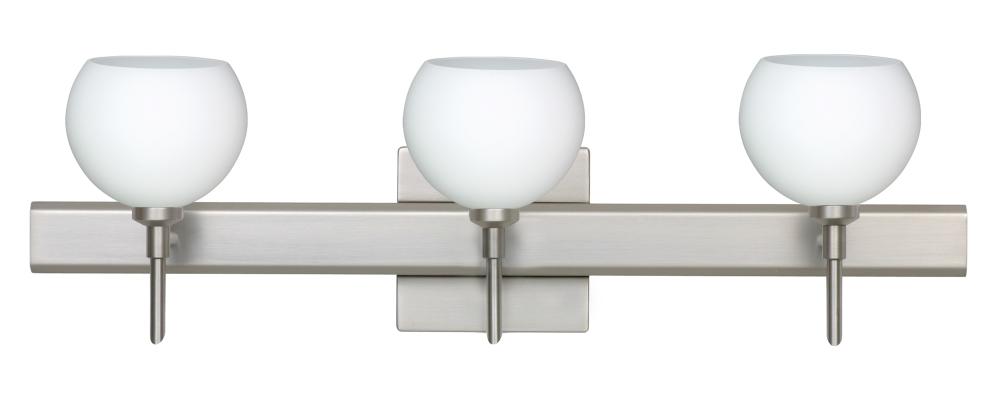 Besa Wall With SQ Canopy Palla 5 Satin Nickel Opal Matte 3x5W LED