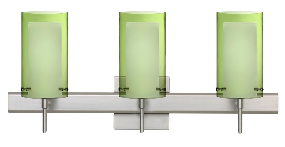 Besa Pahu 4 Wall With SQ Canopy 3SW Transparent Olive/Opal Satin Nickel 3x40W G9