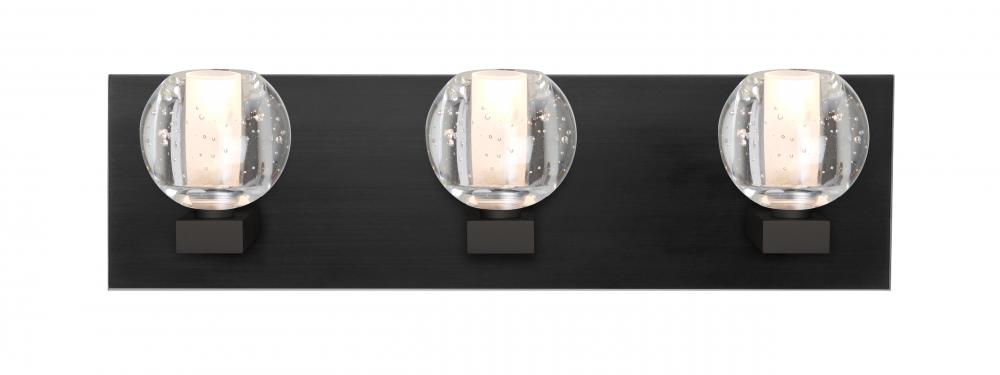 Besa, Boca Vanity, Clear Bubble, Black Finish, 3x40W G9 Base