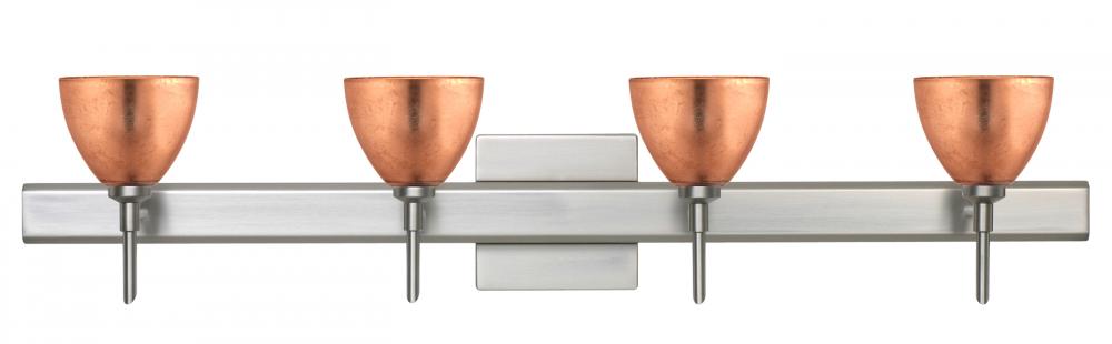 Besa Divi Wall With SQ Canopy 4SW Copper Foil Satin Nickel 4x40W G9