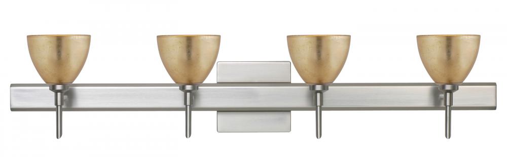 Besa Divi Wall With SQ Canopy 4SW Gold Foil Satin Nickel 4x40W G9