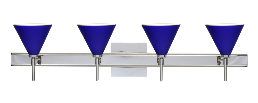 Besa Wall With SQ Canopy Kani Chrome Cobalt Blue Matte 4x5W LED