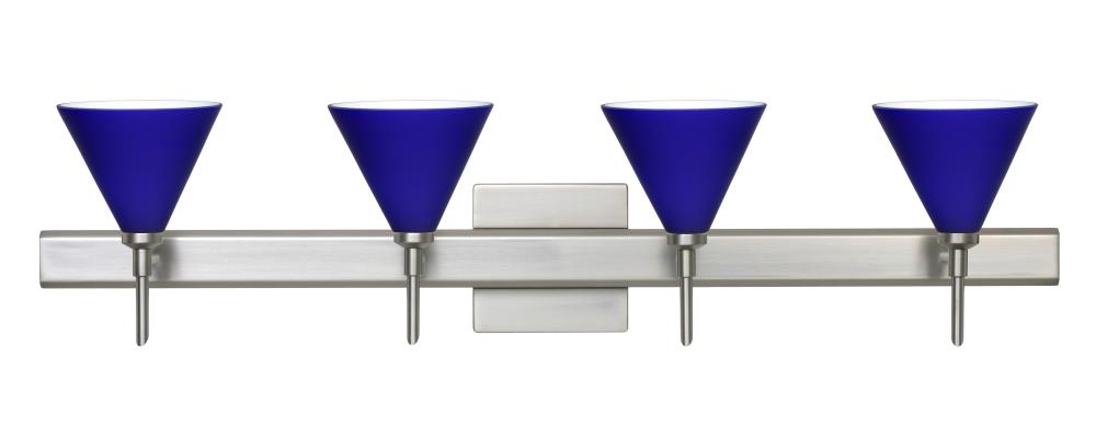 Besa Wall With SQ Canopy Kani Satin Nickel Cobalt Blue Matte 4x5W LED