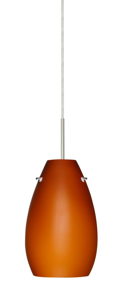 Besa Pera 9 Pendant For Multiport Canopy Satin Nickel Amber Matte 1x100W Medium Base,