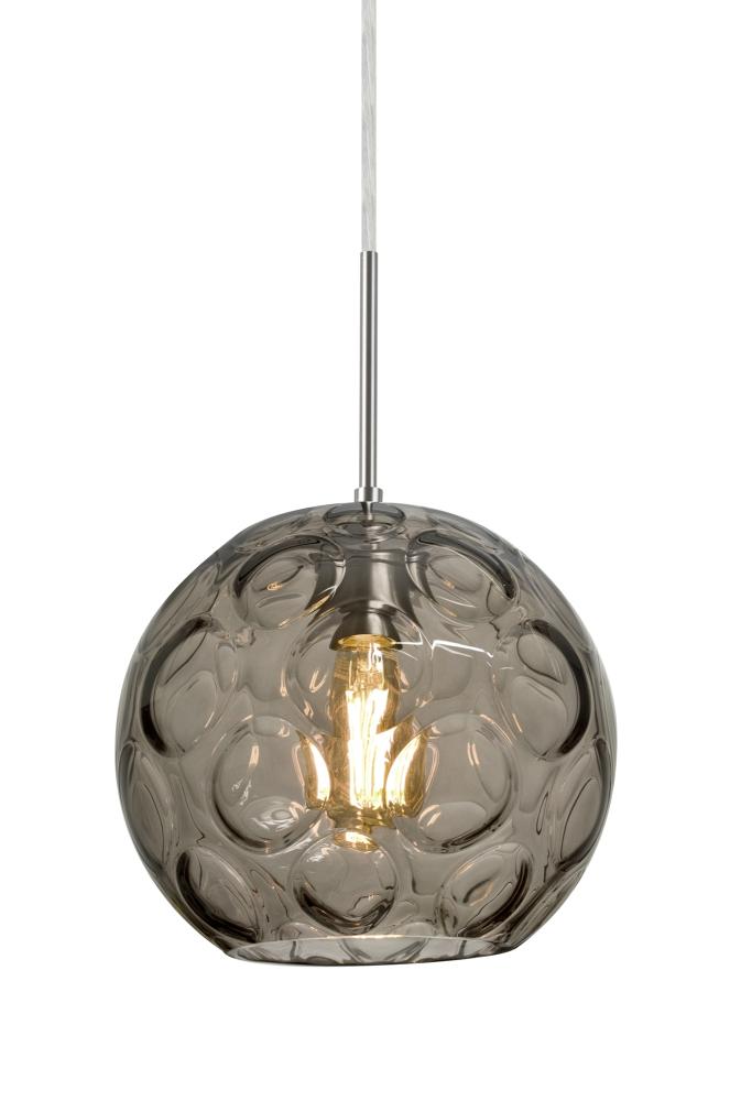 Besa Bombay Pendant For Multiport Canopy, Smoke, Satin Nickel Finish, 1x8W LED Filame