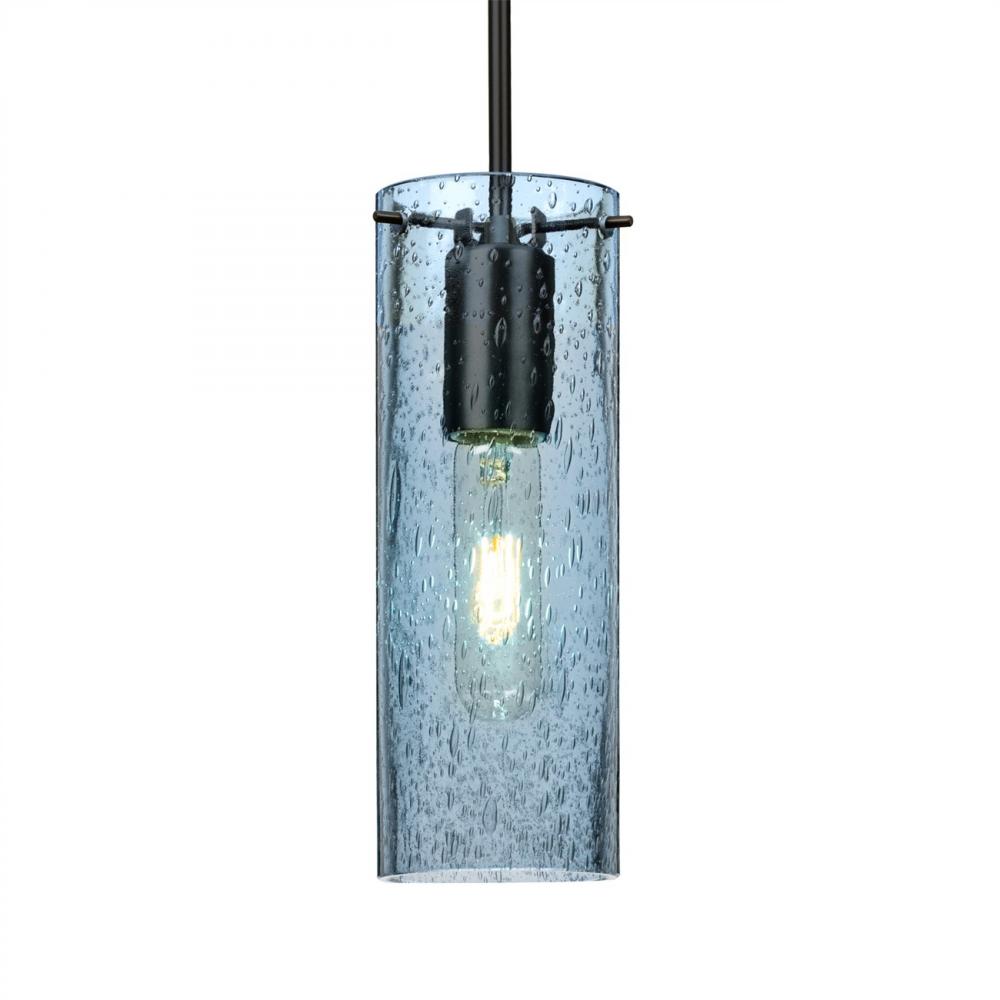 Besa, Juni 10 Pendant For Multiport Canopy, Blue Bubble, Black, 1x60W MAX E26 Base