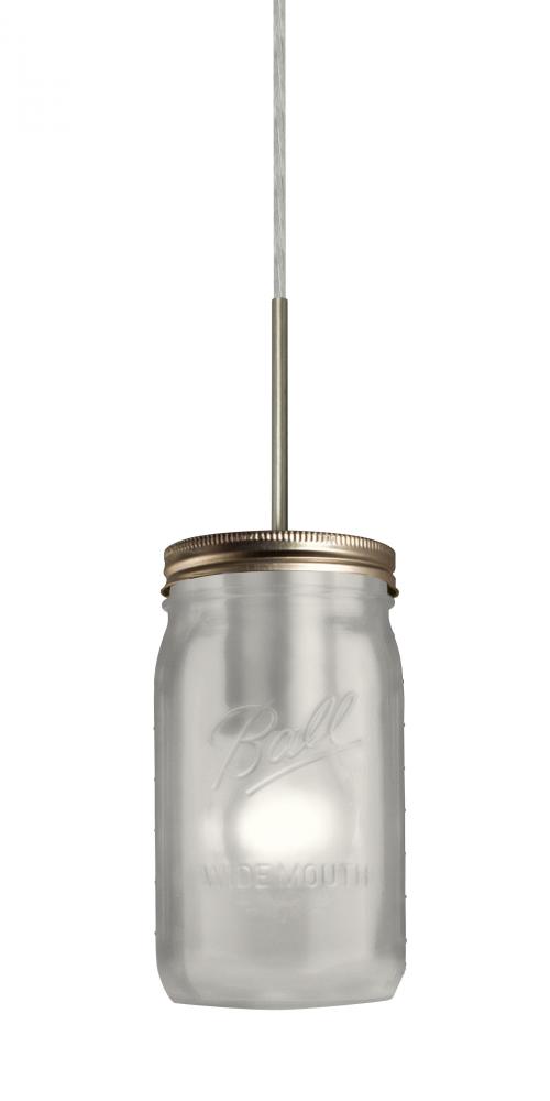 Besa Pendant For Multiport Canopy Milo 4 Satin Nickel White Frost 1x40W Medium Base A