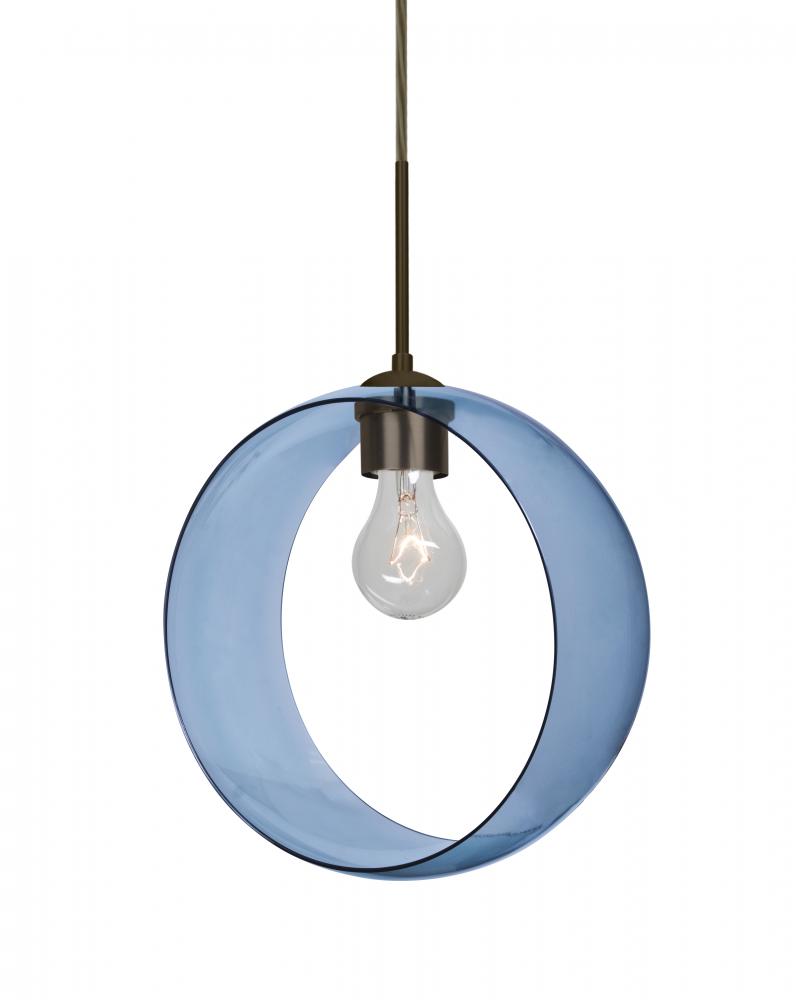 Besa, Plato Cord Pendant For Multiport Canopies, Blue, Bronze Finish, 1x60W Medium Ba