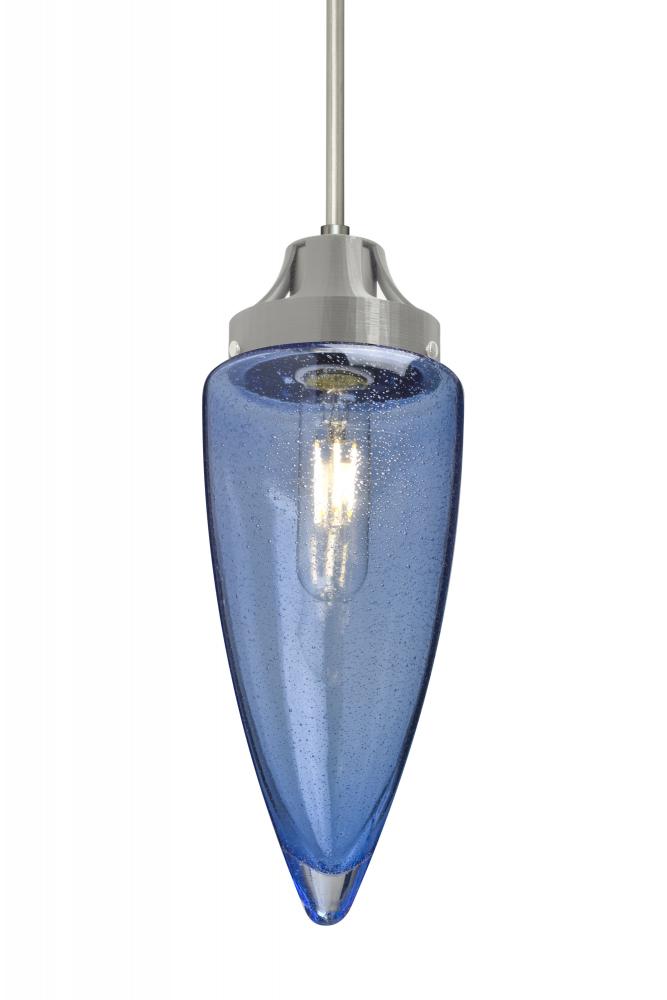 Besa, Sulu Cord Pendant For Multiport Canopy, Blue Bubble, Satin Nickel Finish, 1x4W