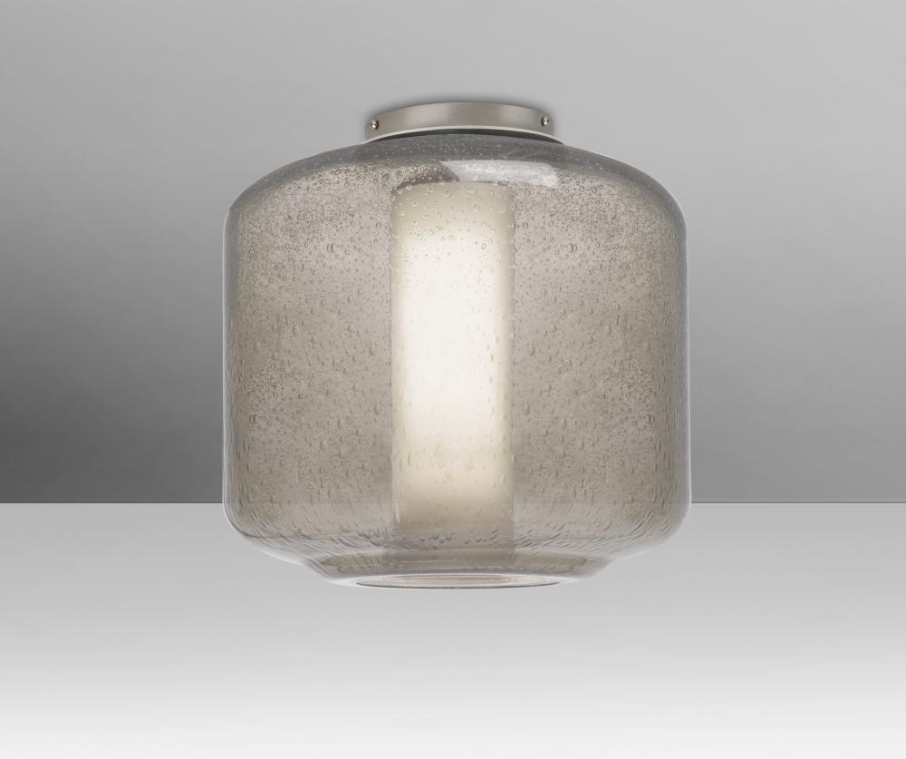 Besa Niles 10 Ceiling, Smoke Bubble/Opal, Satin Nickel Finish, 1x60W T10