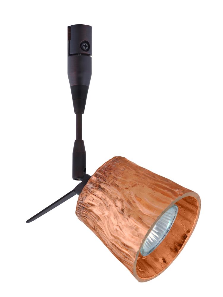 Besa Spotlight With 12&#34; Stem Nico 3 Bronze Stone Copper Foil 1x50W Halogen Mr16