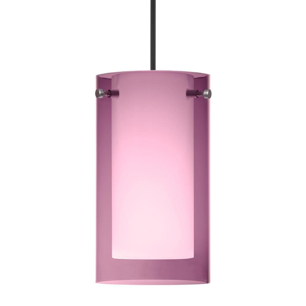 Besa Pendant Pahu 4, Black Finish, Transparent Amethyst/Opal 1x5W LED