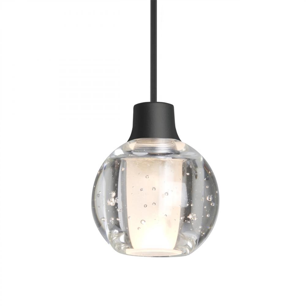 Besa Boca 3 Pendant, Clear Bubble, Black Finish, 1x3W LED