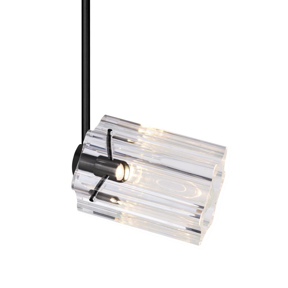 Besa Ice 4 Spotlight with 6&#34; stem, Clear Glass, Black Finish, 1x35W MAX GY6.35 Base