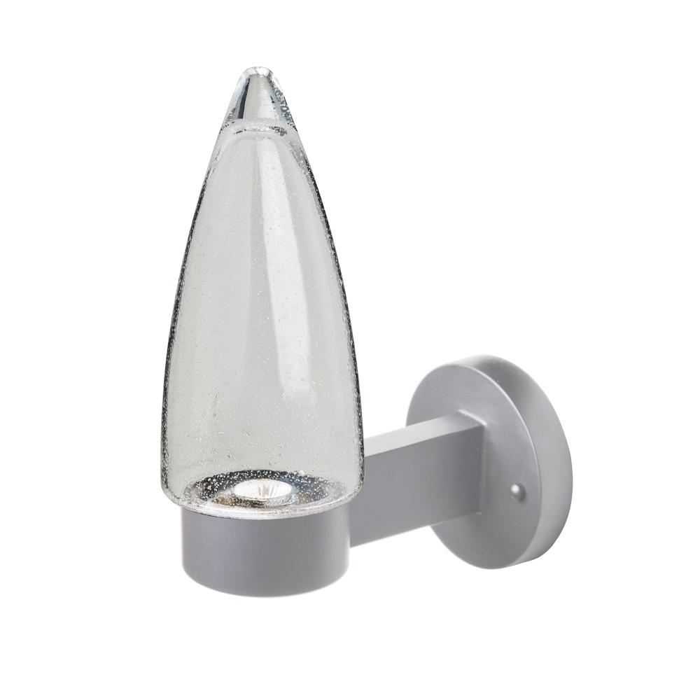 Sulu Outdoor Sconce, Clear Bubble, Silver Finish, 1x4W LED