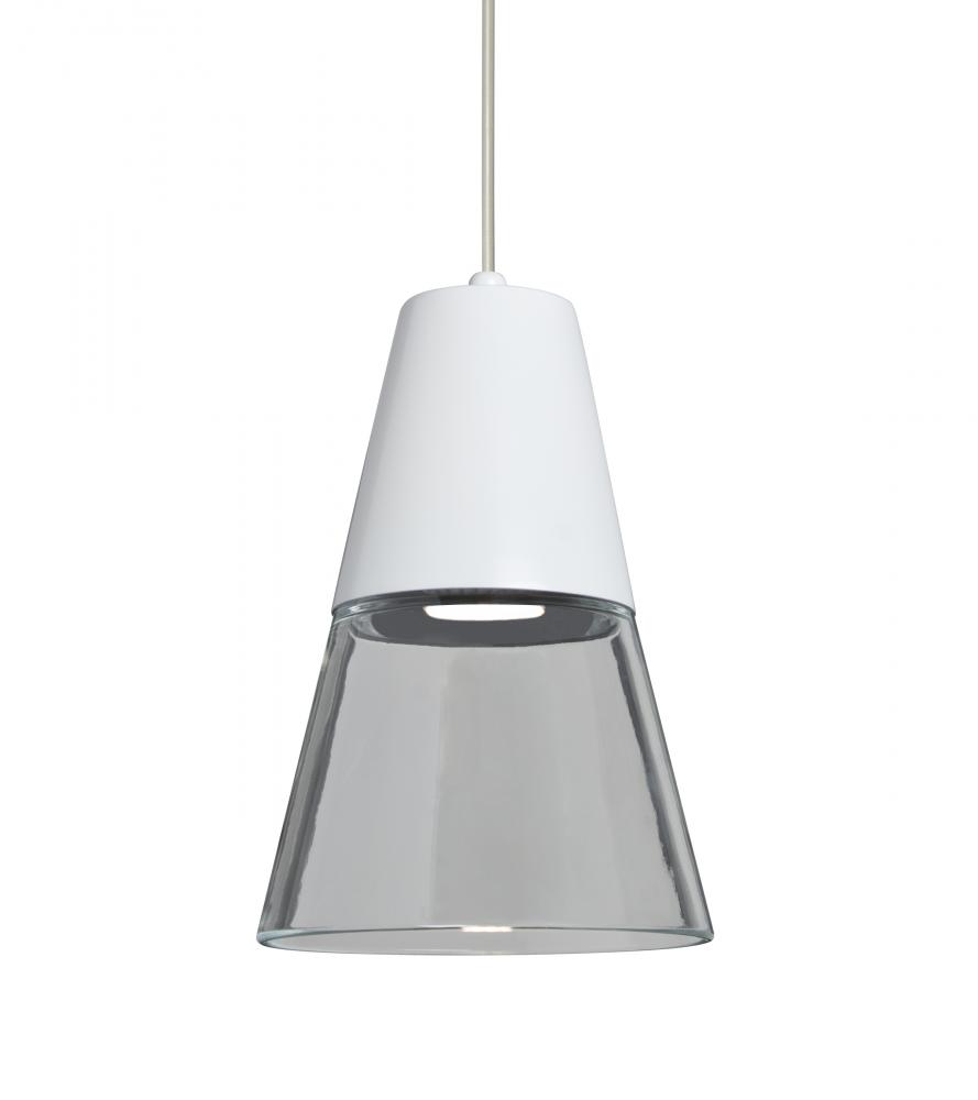 Besa, Timo 6 Cord Pendant For Multiport Canopies,Clear/White, Satin Nickel Finish, 1x