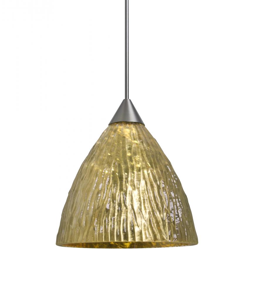 Besa, Eve Cord Pendant, Stone Gold Foil, Satin Nickel Finish, 1x5W LED, 15Ft. Cord