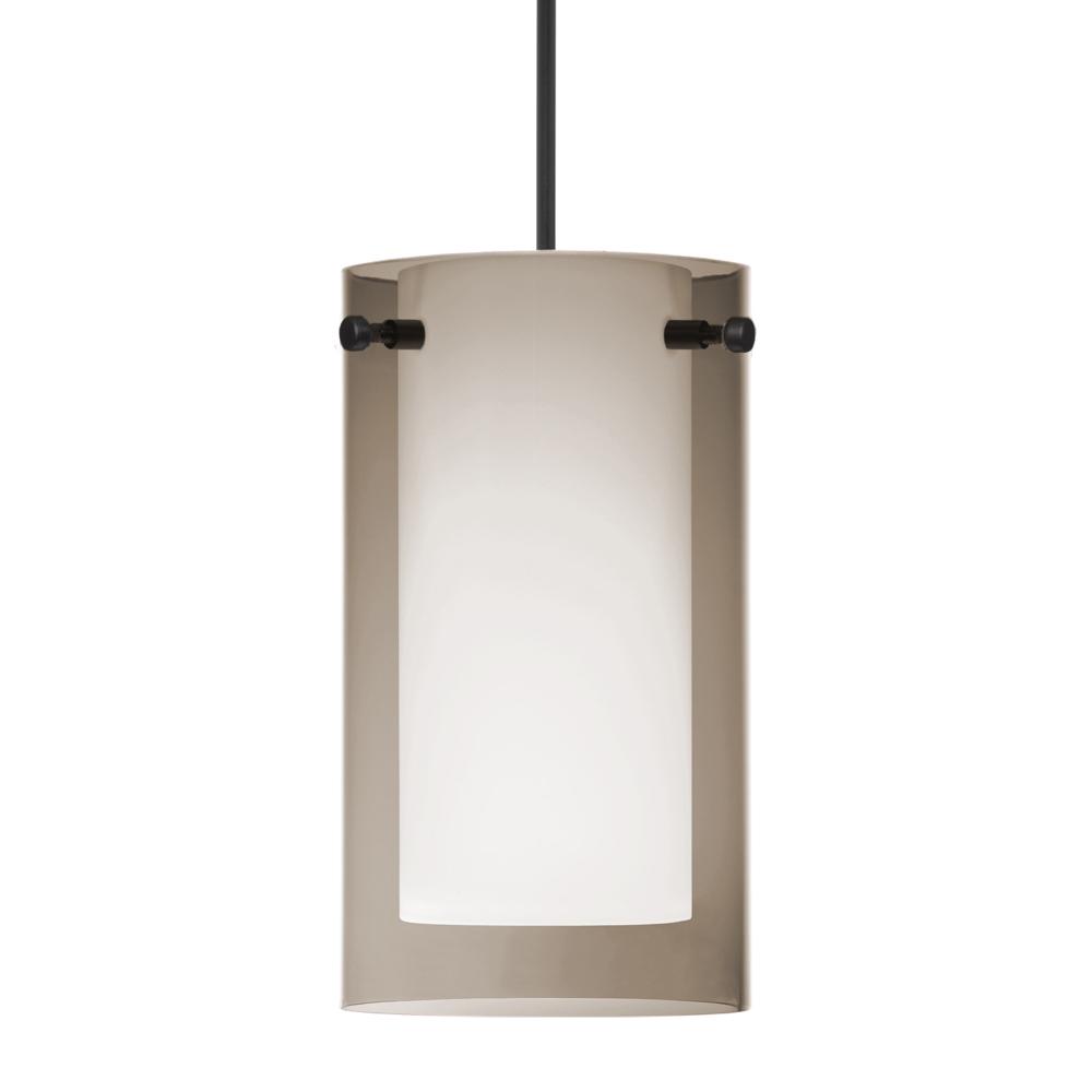 Besa Pendant Pahu 4, Black Finish, Transparent Smoke/Opal 1x5W LED