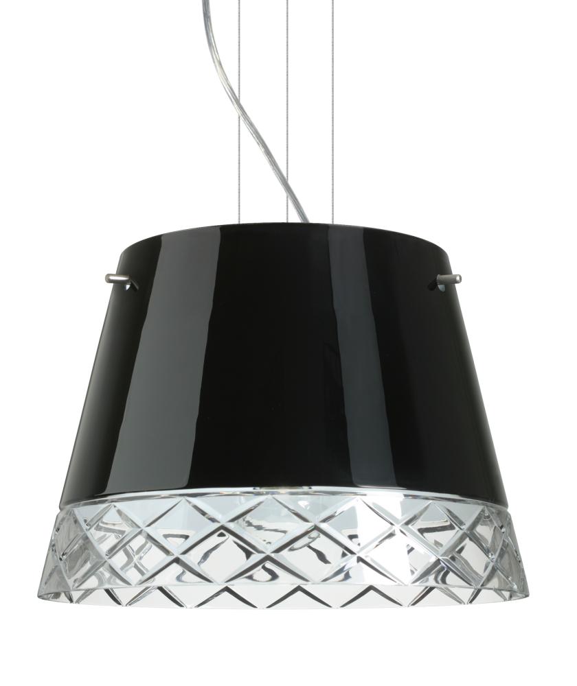 Besa Amelia 15 LED Pendant 1KV Black/Hand-Cut Satin Nickel 3x11W LED