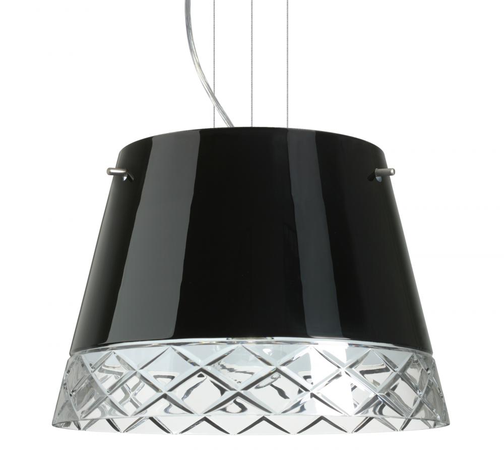 Besa Amelia 18 LED Pendant 1KV Black/Hand-Cut Satin Nickel 3x11W LED