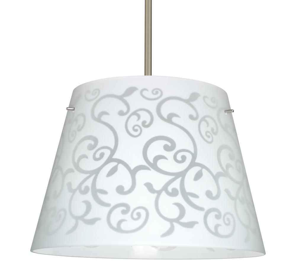 Besa Amelia 18 LED Pendant 1KT White Damask Satin Nickel 3x11W LED