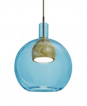 Besa Lighting 1JC-BENJIBLMD-LED-BR - Besa, Benji Cord Pendant, Blue/Medium, Bronze Finish, 1x9W LED