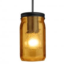 Besa Lighting 1JC-MILO4AM-BK - Besa Pendant Milo 4 Black Amber 1x40W MAX E26 Base