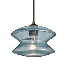 Besa Lighting 1JC-ZENBL-BR-L - Besa, Zen Cord Pendant, Blue Bubble, Bronze Finish, 1x60W Medium Base, 15Ft. Cord