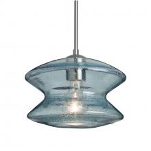 Besa Lighting 1JC-ZENBL-SN-L - Besa, Zen Cord Pendant, Blue Bubble, Satin Nickel Finish, 1x60W Medium Base, 15Ft. Co