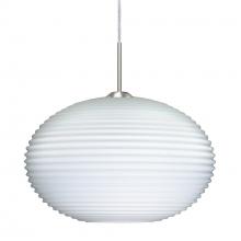 Besa Lighting 1JT-491307-SN-L - Besa Pendant Pape 12 Satin Nickel Opal Ribbed 1x75W Medium Base, 15Ft. Cord