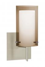 Besa Lighting 1SW-S44007-SN-SQ - Besa Pahu 4 Wall With SQ Canopy 1SW Transparent Smoke/Opal Satin Nickel 1x40W G9