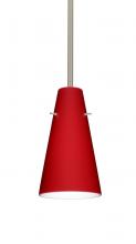 Besa Lighting 1TT-4124RM-LED-SN - Besa Cierro LED Pendant Ruby Matte Satin Nickel 1x9W LED